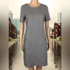 SUZY SHIER Houndstooth Short Sleeve Dress Heavyweight Unlined